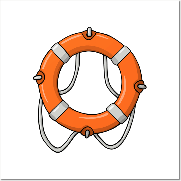 red lifebuoy with a rope, marine lifebuoy Wall Art by Akman